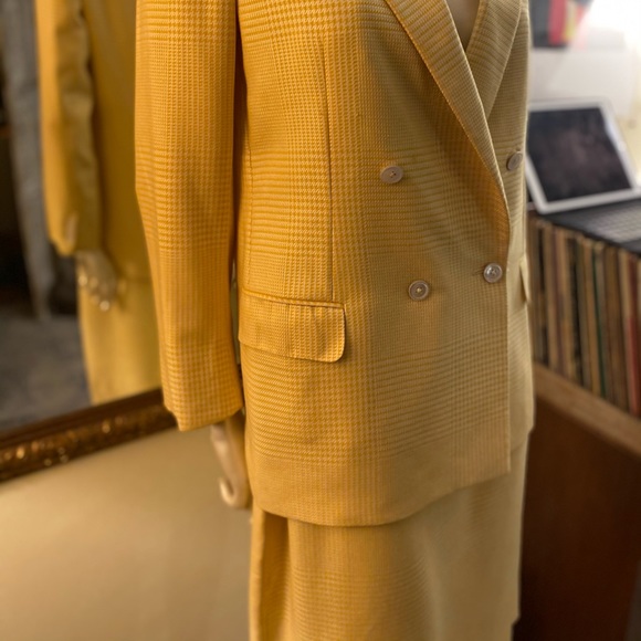 Burberry Suit Jacket and Skirt Set Authentic Vintage 80s Size 42 Silk and Wool - Picture 7 of 16